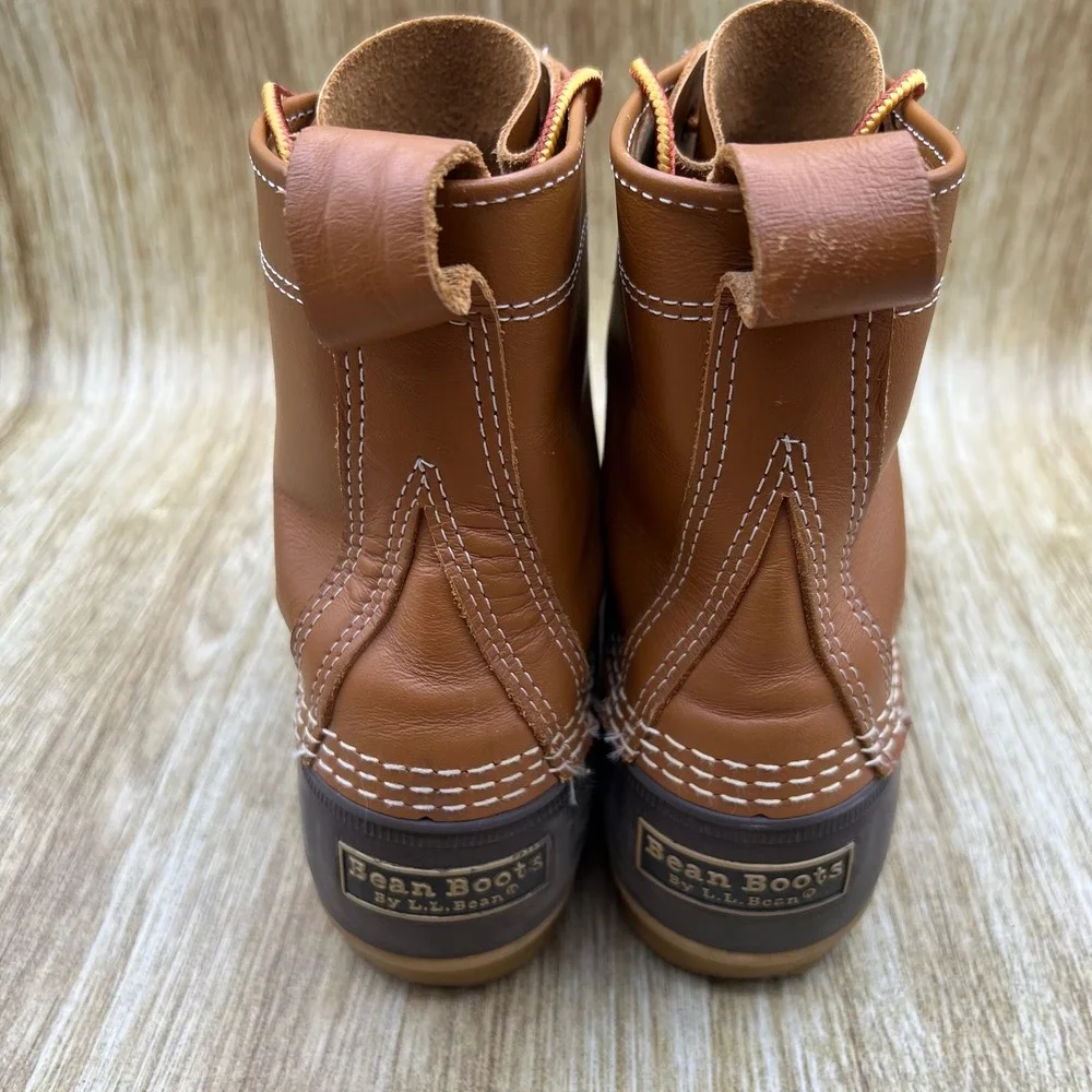 LL Bean Bean Boots Women's Size 8 Leather Rubber Ankle Lace Up Duck Boots